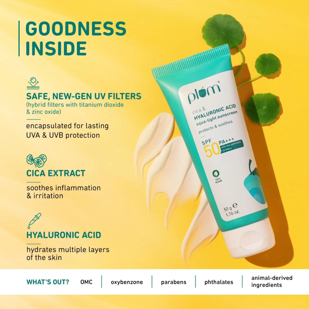 Plum Cica&Hyaluronic Acid Aqua-Light Sunscreen Spf 50 Pa+++|50 G