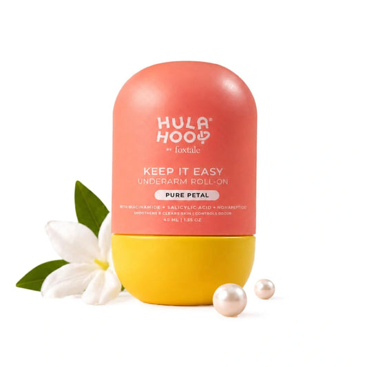 Foxtale Hula Hoop Underarm Roll On | Smoothens & Brightens Underarms | Niacinamide & Salicylic Acid | 48 Hr Odour Control | 0% Alcohol & Aluminium Free, Floral Fragrance | 40ml