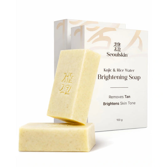 Seoulskin Kojic Acid Rice Water Soap | Brightening & Tan Removal Bath Soap | For Dark Spots, Pigmentation & Underarm Brightening | Glowing Skin Soap for Men & Women | Paraben Free-  (Pack of 2)