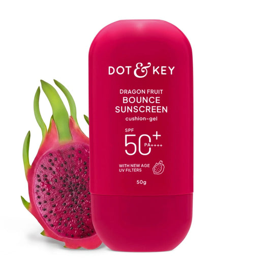 Dot & Key Dragon Fruit Bounce Sunscreen In-Vivo Tested SPF 50+ PA++++, With New-Age UV Filters, Lightweight, Cushion-Gel Texture, Fast-Absorbing, Niacinamide Infused, Broad Spectrum Protection || 50g