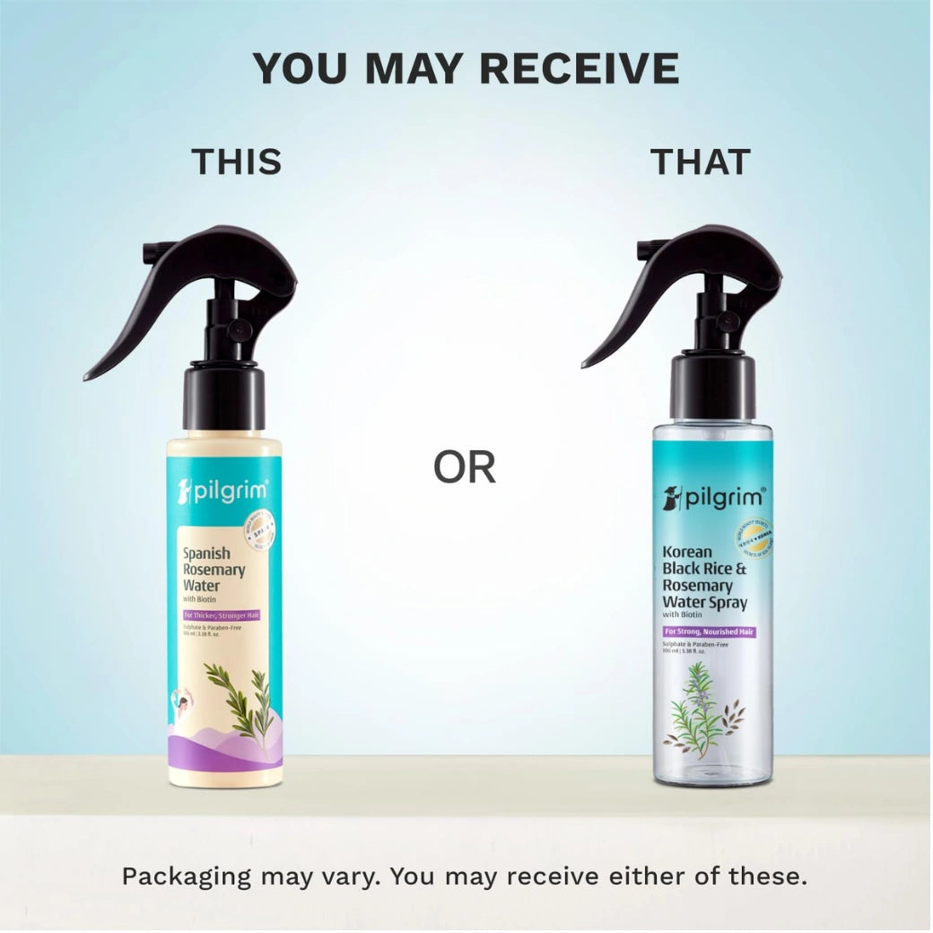 Pilgrim Korean Black Rice and Rosemary Water Spray With Biotin for Hair Growth 100ml | Hair Spray for Regrowth | Thicker & Stronger Hair | Sulphate & Paraben Free I For Women & Men