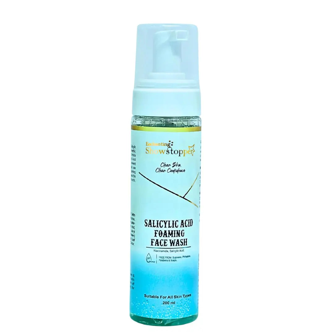 Show Stopper Salicylic Acid Foaming Face Wash for Acne breakouts, Deep Pore Cleansing, Oil Control & pH Balance | Gentle Daily Cleanser for Oily & Acne-Prone Skin | 200ml for Men & Women