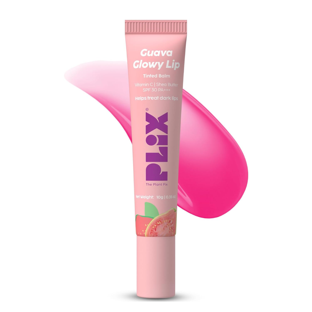 PLIX - THE PLANT FIX Guava Glowy Lip Tinted Balm for Smooth, Soft Lips | Shea Butter & Vitamin E for Buttery Soft Lips | For Glossy, Pink Lips | With SPF 30 PA+++ For Sun Protection |10g