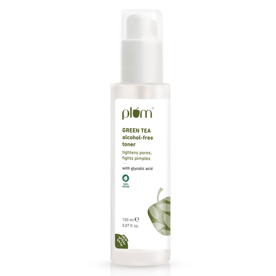 Plum Green Tea Face Toner For Oily, Acne-Prone Skin | With Glycolic Acid | Alcohol-Free | Fights Pimples | Tightens Pores | Controls Oil | Gently Exfoliates Dead Skin Cells | Women & Men | 150ml