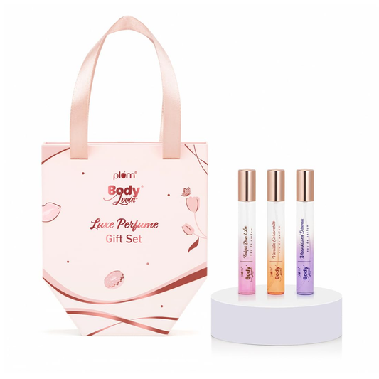 Plum Bodylovin' Luxe Perfume Gift Set|3 X 15Ml Long Lasting Luxurious Perfumes|Fresh Floral, Delicious Caramel & Sensual Floral Fragrances|Perfect Gifting Option For Women|Chic Purse-Style Packaging
