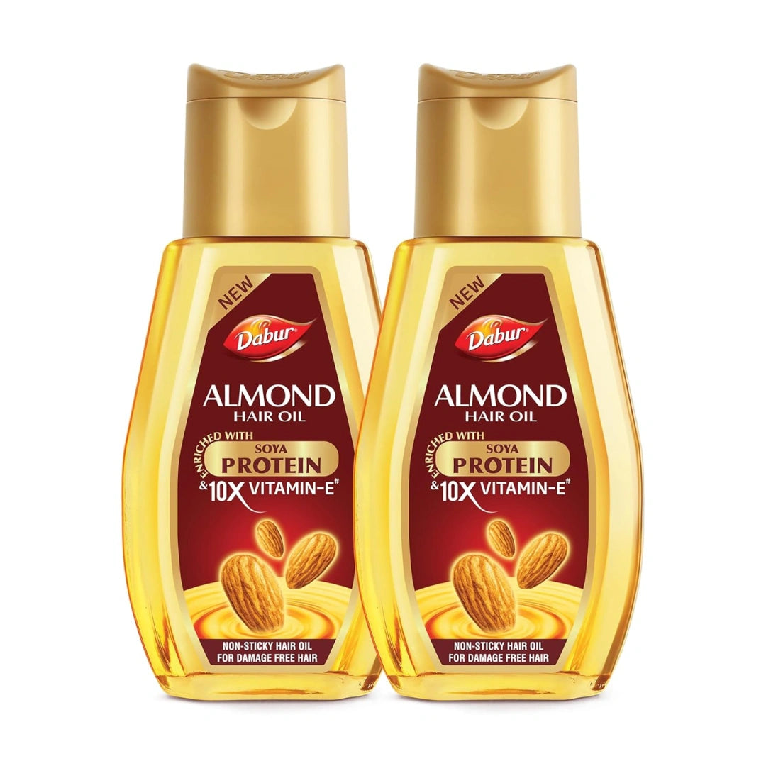Dabur Almond Hair Oil - 580ml(290ml*2) | Provides Damage Protection | Non Sticky Formula | For Soft & Shiny Hair |