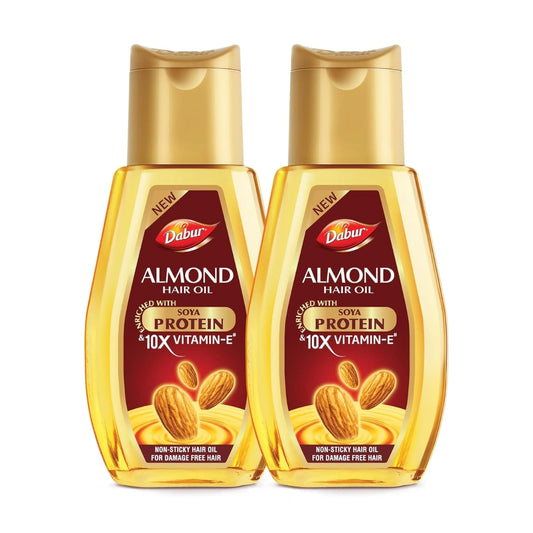 Dabur Almond Hair Oil - 580ml(290ml*2) | Provides Damage Protection | Non Sticky Formula | For Soft & Shiny Hair |