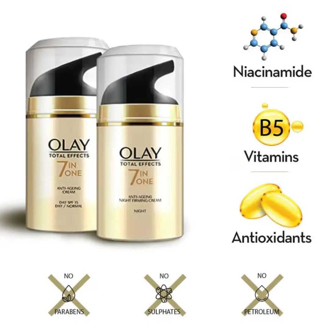 Olay Total Effects Day Cream, 50g + Total Effects Night Cream, 50g Slay All Day Pack