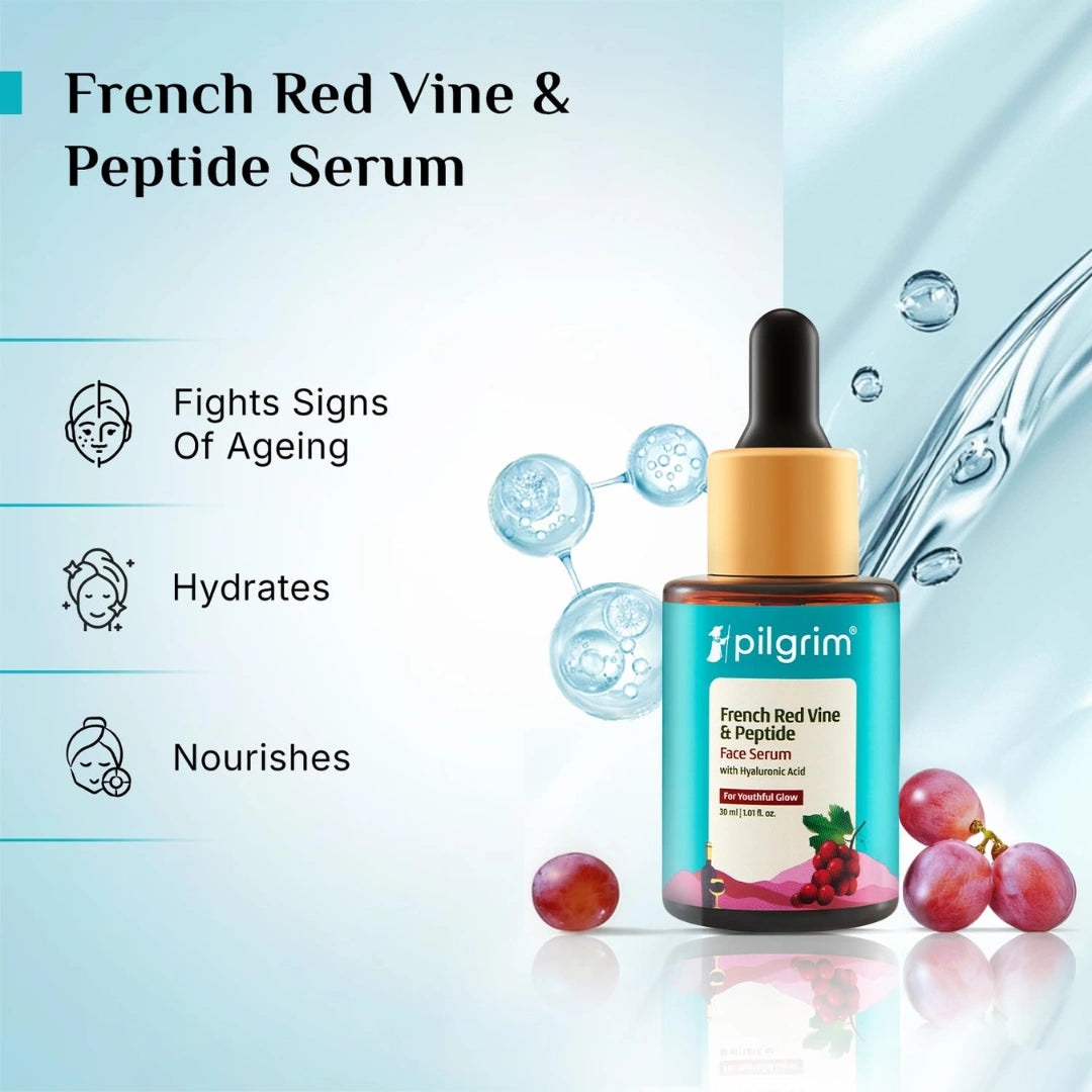 PILGRIM French Red Vine & Hyaluronic acid serum with peptides  For women & men | All skin types | 30 ml