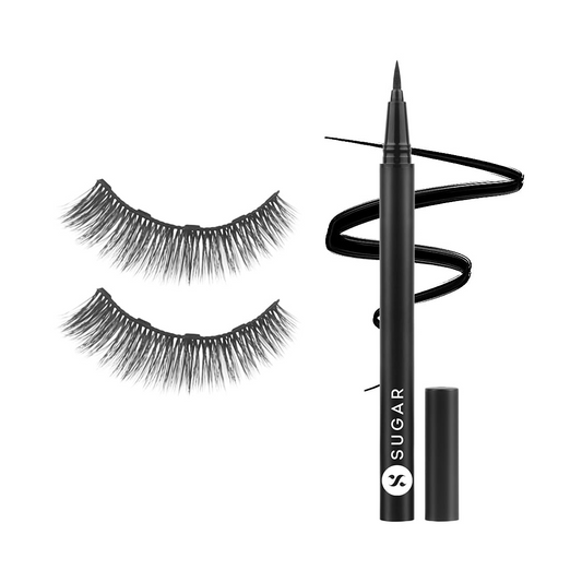 SUGAR Cosmetics Maximeyes Drama Magnetic Eyelashes & Pencil Eyeliner, Matte Finish - 03 Melodrama - Bold & Dramatic (Volumizing) - 3 Ml, Black
