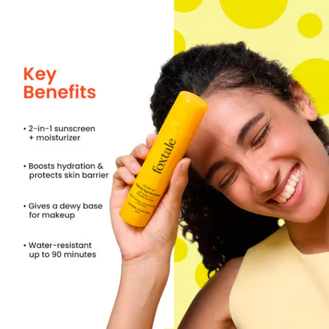 Foxtale Dewy Sunscreen SPF 70 PA++++ With Niacinamide + Provitamin B5 + Vitamin E (50 ml) (pack of 2)