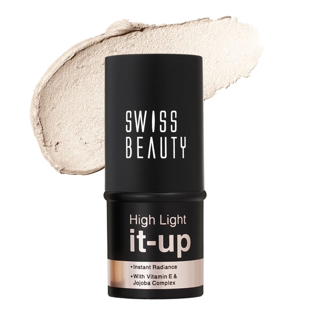 Swiss Beauty High Light It-Up Highlighter | With Vitamin E & Jojoba Complex | Instant Radiant Glow | Long-Lasting | Creamy & Blendable | Twist-Up Format | Shade- Pearl Glow, 8g