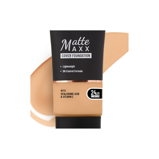 SWISS BEAUTY All Skin Matte Maxx Cover Foundation | 24- Hour Stay | With Hyaluronic Acid & Vitamin E | Oil-Control Formula | Shade 04 Medium Warm, 30g
