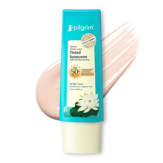 Pilgrim Korean White Lotus Tinted Sunscreen SPF 50+ PA++++ with 3% Niacinamide | 50ml