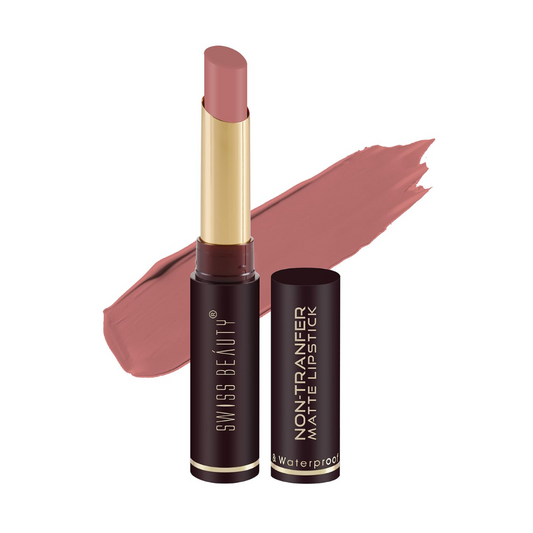 Swiss Beauty Non-Tranfer Matte Lipstick, Smooth & Waterproof, Sand Rose, 2g