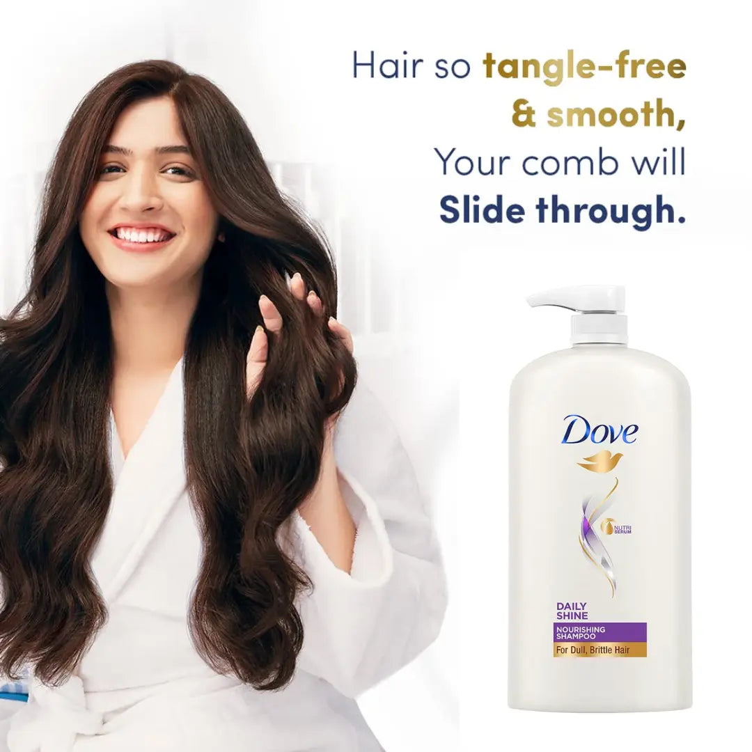 Dove Daily Shine, Shampoo, 1L, for Damaged or Frizzy Hair, Makes Hair Soft, Shiny And Smooth, Mild Daily Shampoo, for Men & Women