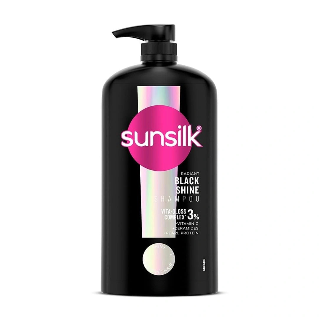 Sunsilk Stunning Black Shine Shampoo 1 L, With Amla + Oil & Pearl Protein, Gives Shiny, Moisturised and Fuller Hair - Paraben Free
