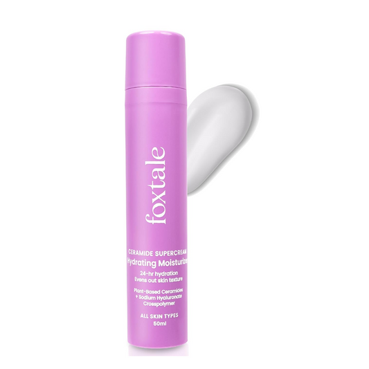 Foxtale 5x Hydrating Ceramide Moisturizer for Face | Micro Hyaluronic Acid & 3 Ceramides | Lightweight | Fast Absorbing | Repairs Skin Barrier and Texture | Men & Women - 50ml