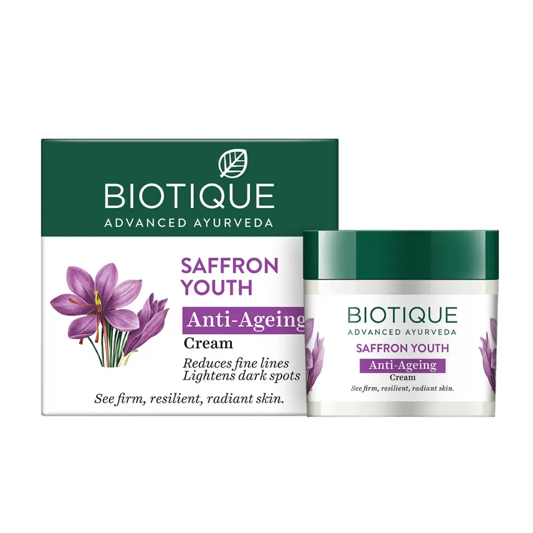 Biotique Bio Saffron Youth Anti Ageing Cream For All Skin Types, 50G