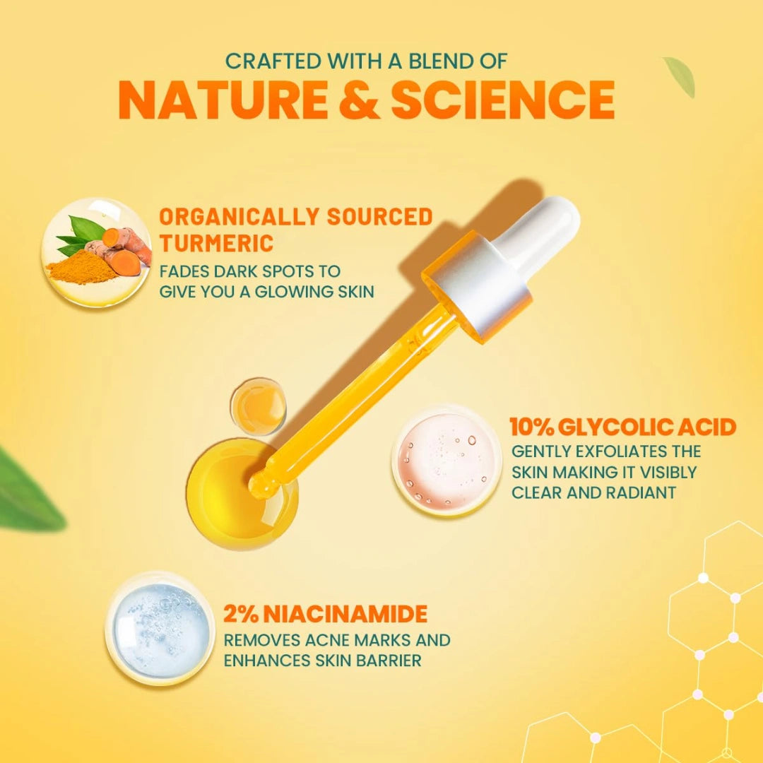 Himalaya Dark Spot Clearing Turmeric Face Serum for glowing skin | with Niacinamide, Glycolic acid & Organically sourced Turmeric | Reduces Dark Spots from Day 7 for Glowing skin | 30ml