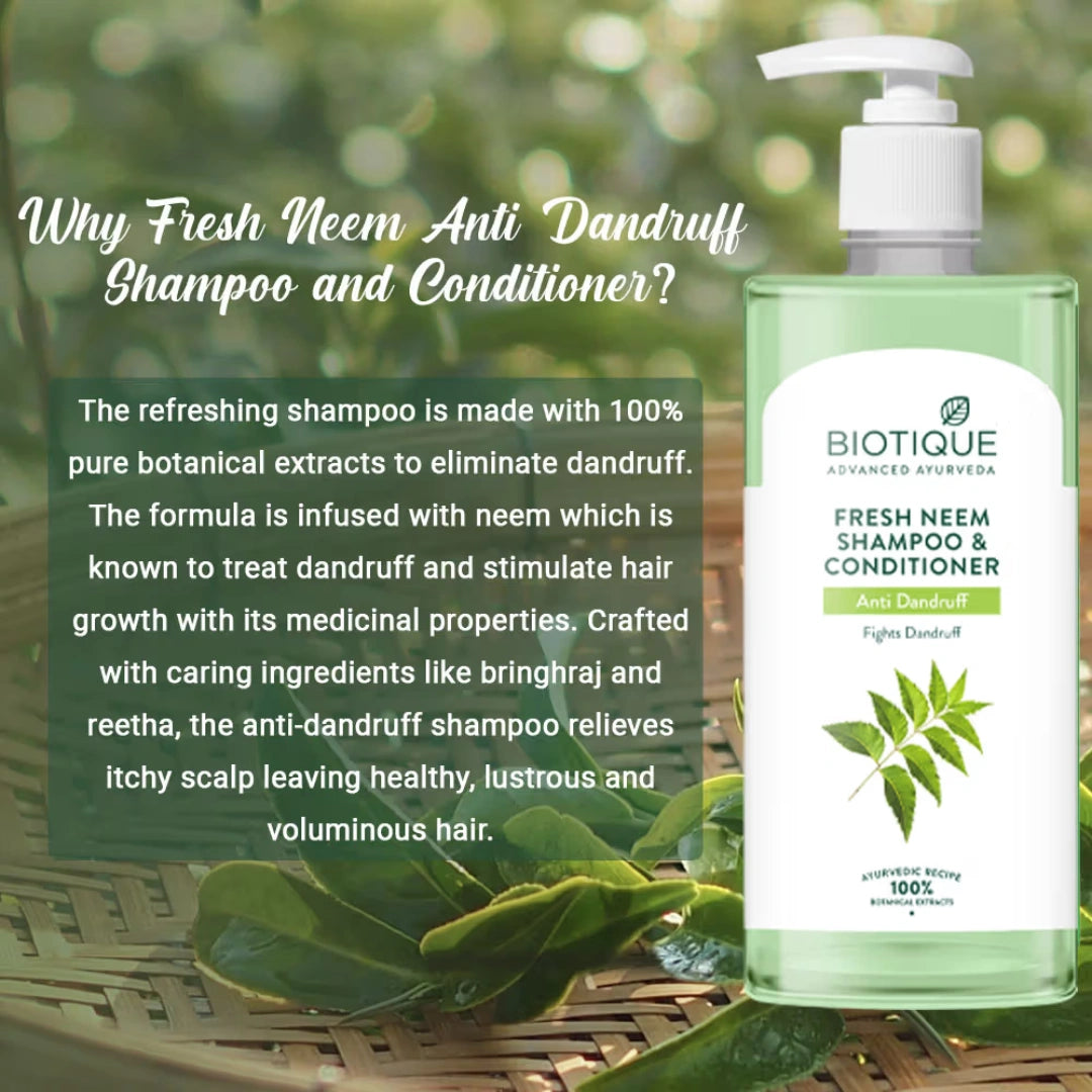Biotique Fresh Neem Anti-Dandruff Shampoo & Conditioner (500ml)