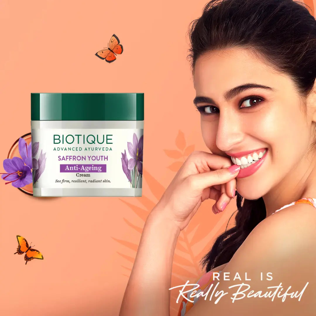 Biotique Bio Saffron Youth Anti Ageing Cream For All Skin Types, 50G