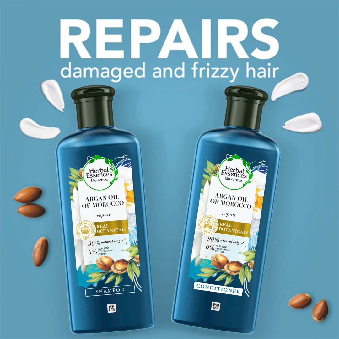 Herbal Essences Argan Oil of Morocco SHAMPOO and CONDITIONER - For Hair Repair and No Frizz- No Paraben, No Colorants, 240ML