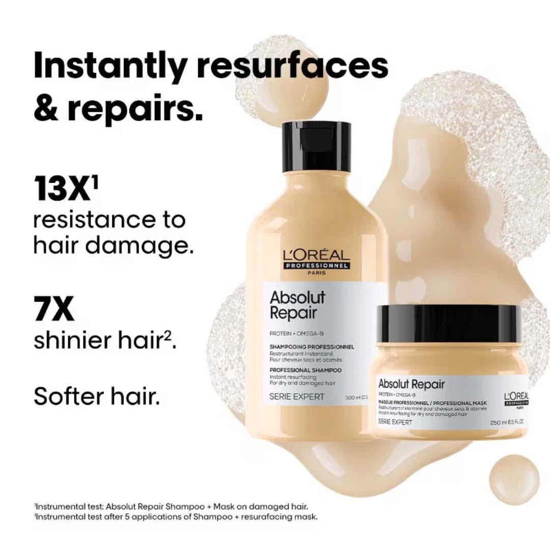 L'Oréal Professionnel Absolut Repair Shampoo, Hair Mask & Hair Serum, Serie Expert