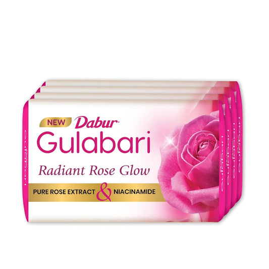 Dabur Gulabari Pure Rose Soap 150g (Pack of 4) | Moisturizing Bathing Soap for Radiant Glowing Skin & Body