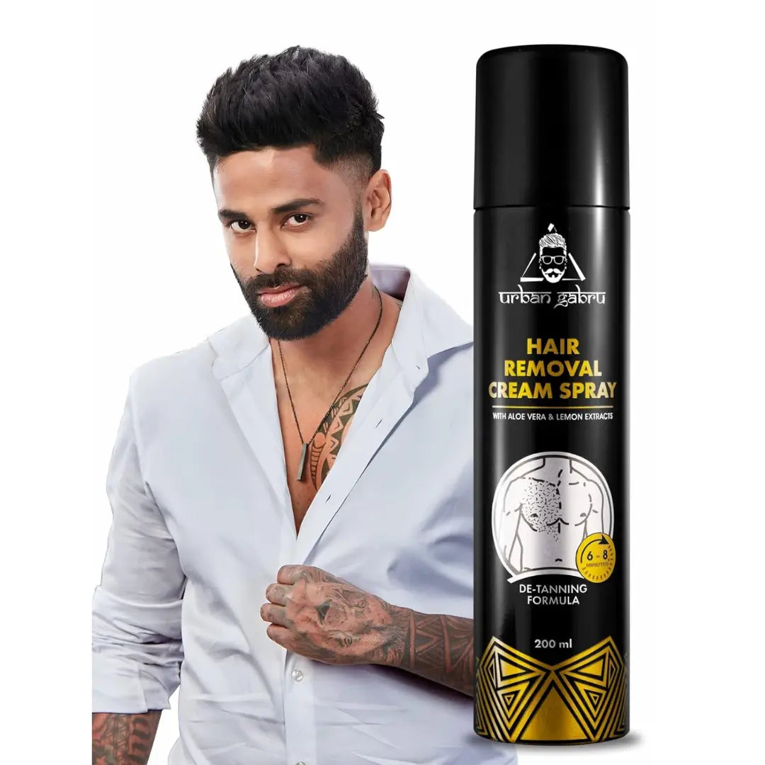 Urbangabru Hair Removal Cream Spray For Men| Painless Body Hair Removal Fpray For Chest, Back, Legs & Under Arms (200 ml, Aloe Vera)