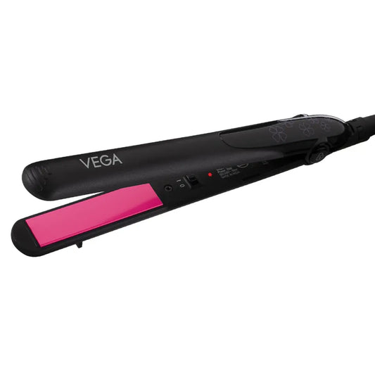 Vega Adore Hair Straightener for Women with Ceramic Coated Plates & Quick Heat-Up, Power ON/OFF Button,, Easy Lock Button, 1 Year Warranty, (VHSH-18), (Made in India), Black