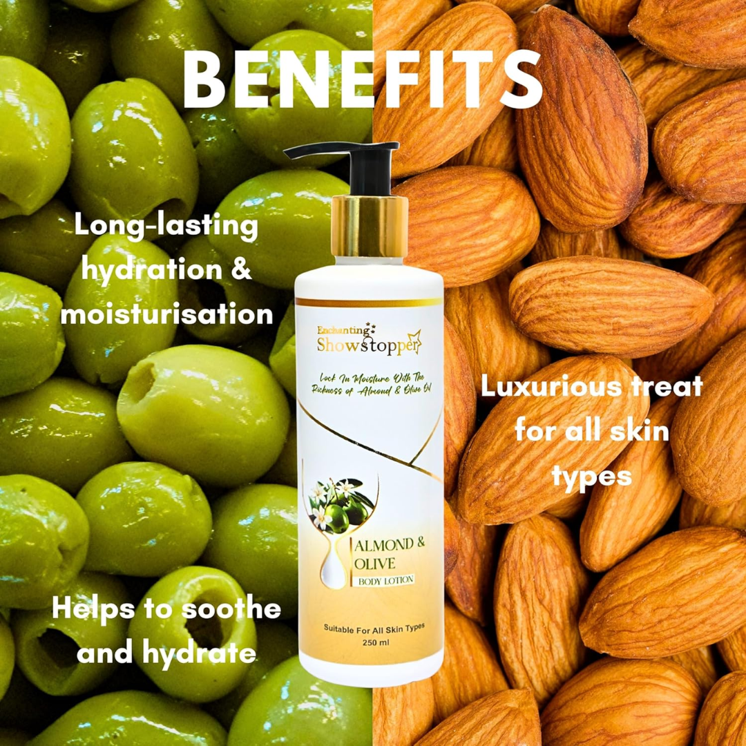 Enchanting Showstopper Almond & Olive Body Lotion | Deep Hydration & Nourishing Moisturizer for Dry Skin | Daily Body Care Lotion for Soft &...