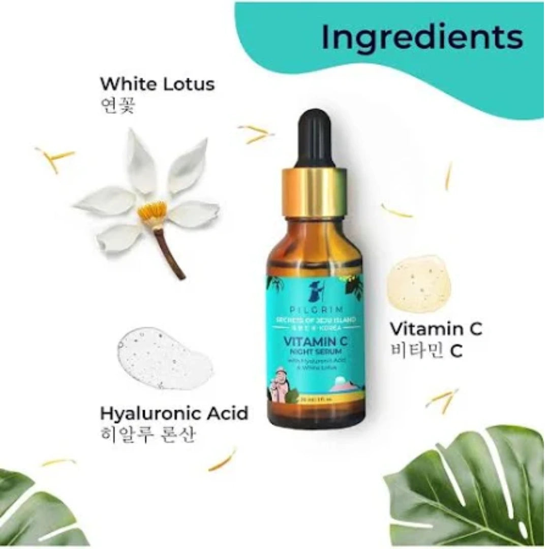 Pilgrim Vitamin C Night Serum – With Hyaluronic Acid & White Lotus (30ml)