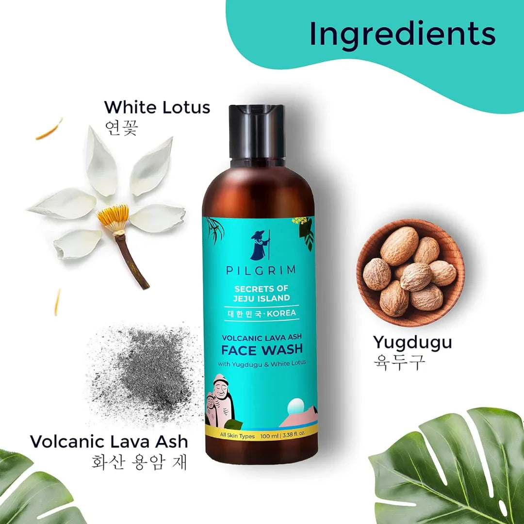 Pilgrim Volcanic Lava Ash Face Wash With yugdugu & White Lotus (100ml)