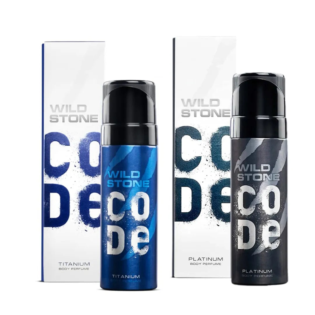 Wild Stone Mens Perfumed Body Spray Titanium And Platinum Combo Pack of 2 (120 ML)