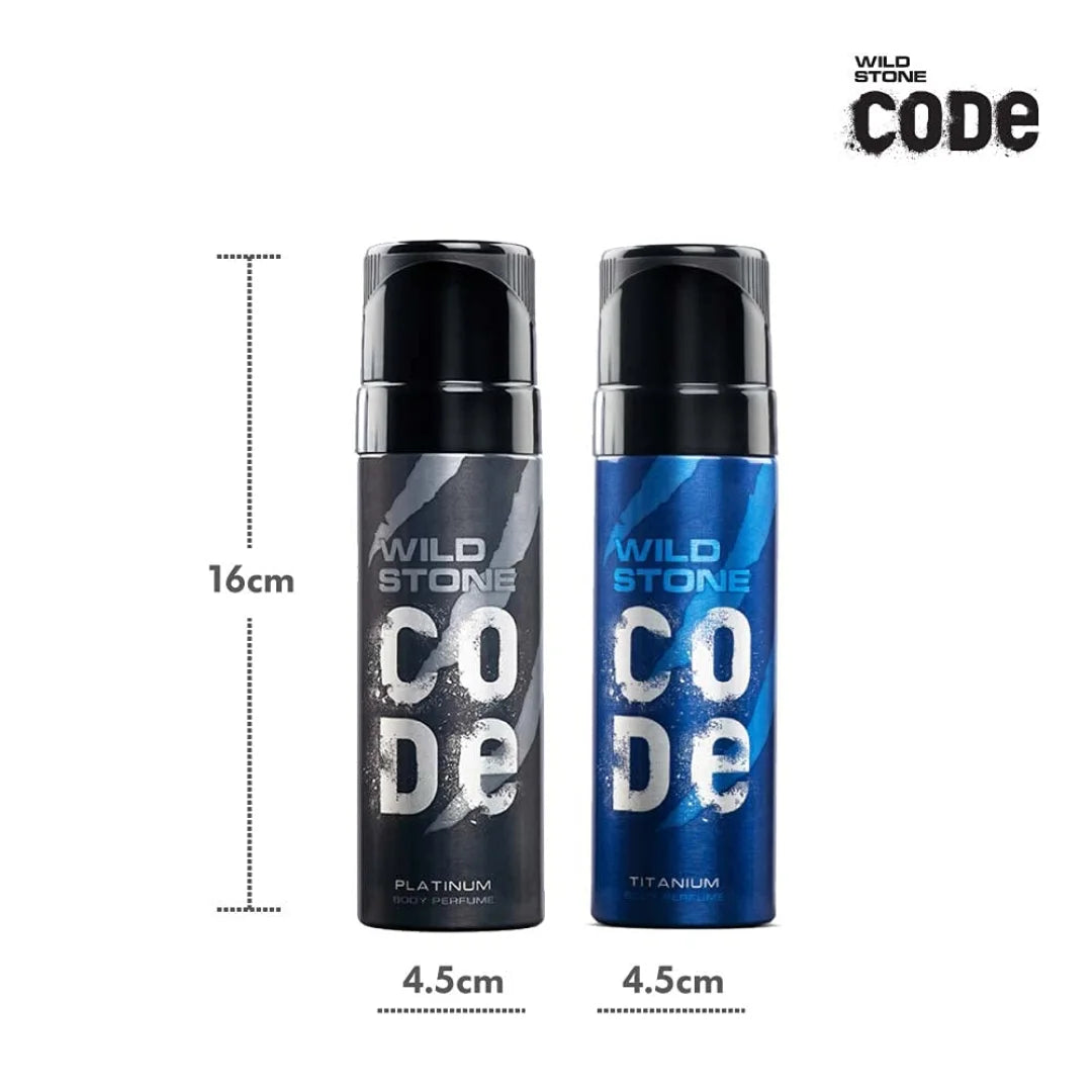 Wild Stone Mens Perfumed Body Spray Titanium And Platinum Combo Pack of 2 (120 ML)