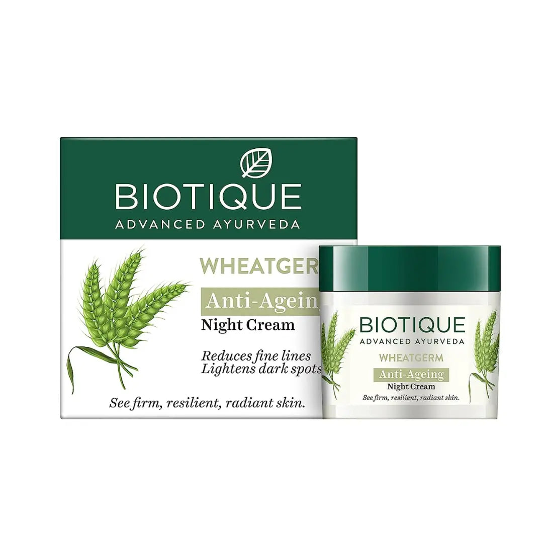 Biotique Wheatgerm Anti-Ageing Night Cream | Reduces Fine Lines | Lightens dark Spots| (50g)