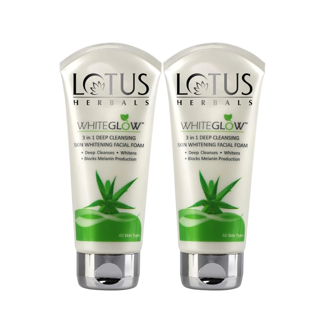 Lotus Herbals 3 in 1 Deep Cleansing Skin Whitening Facial Foam, 50g (Pack of 2)