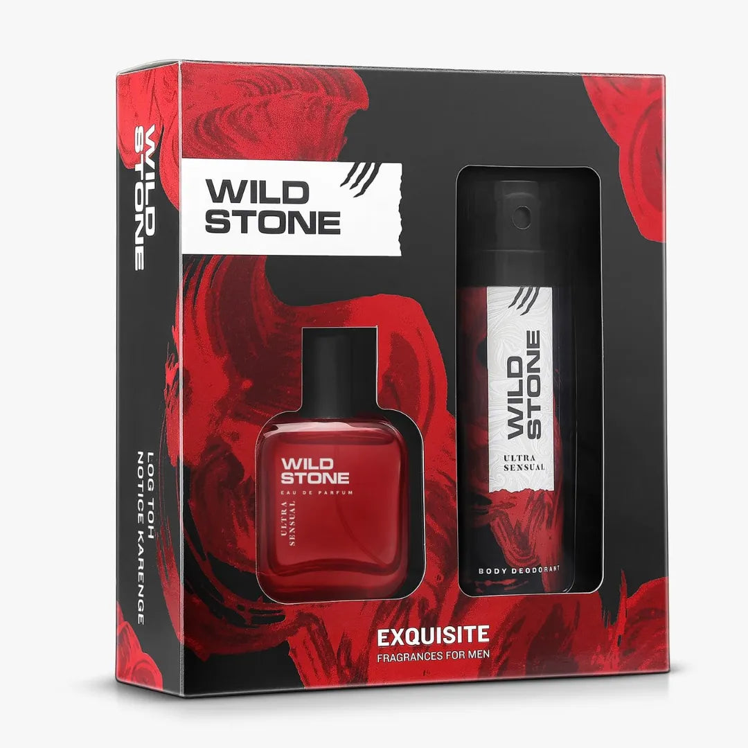 Wild Stone Perfume & Deo Gift Set For Men With Ultra Sensual Deodorant Spray, 150ml & Perfume, 50ml Premium Gift For Him