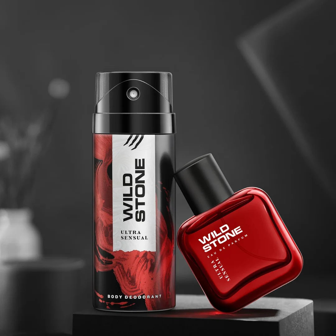 Wild Stone Perfume & Deo Gift Set For Men With Ultra Sensual Deodorant Spray, 150ml & Perfume, 50ml Premium Gift For Him