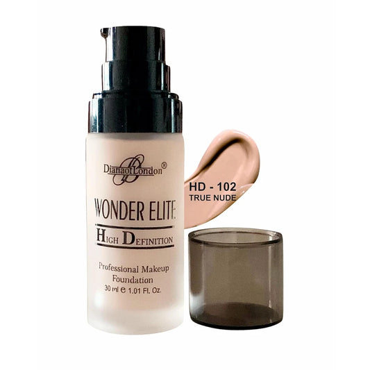 DIANA OF LONDON WONDER ELITE HIGH DEFINITION PROFESSIONAL MAKEUP FOUNDATION - HD-102 TRUE NUDE 30 ML