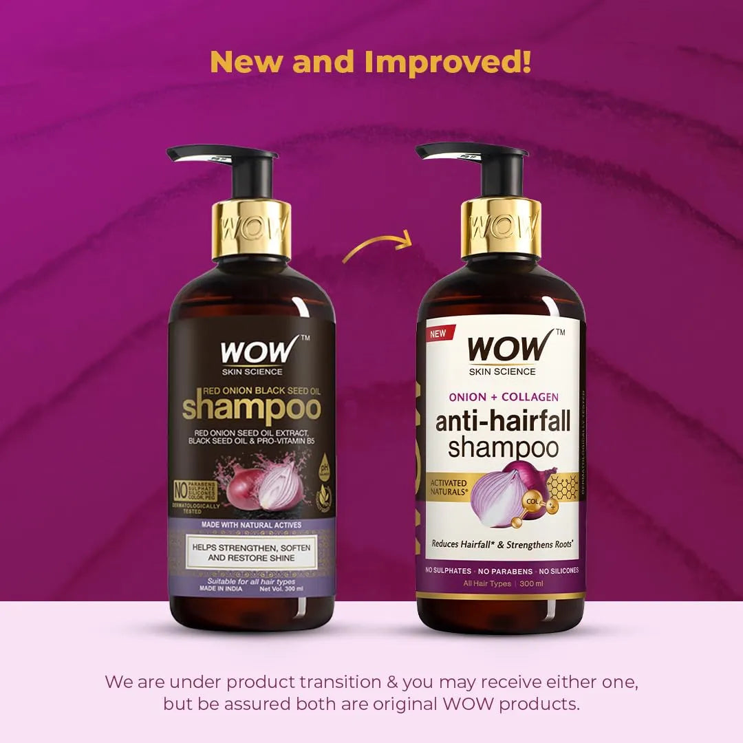 WOW Skin Science Onion & Collagen Anti-Hairfall Shampoo (400ml)