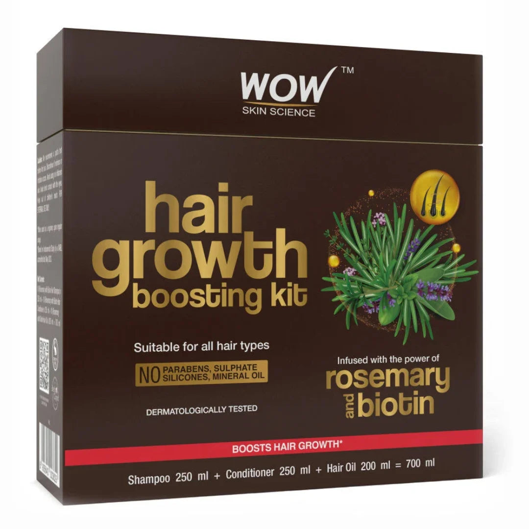 WOW Skin Science Rosemary Oil & Biotin Hair Growth Kit - Complete Care for Breakage-Prone Hair - Oil, Shampoo, Conditioner  (700ml)