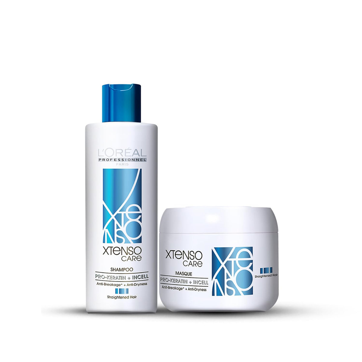 L'Oreal Professional Xtenso Care Straight Shampoo 250ml & Mask 196Gm Combo Pack ( Blue )