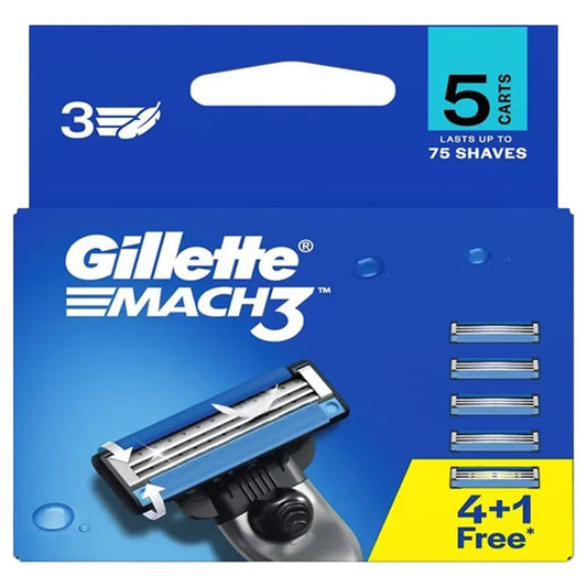 Gillette Mach 3 Cartridge, 5 Count (4+1 Free)