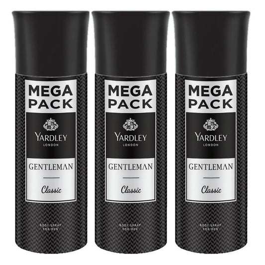 Yardley London Gentleman Classic Deo Body Spray for Men - 220ml (Pack of 3)