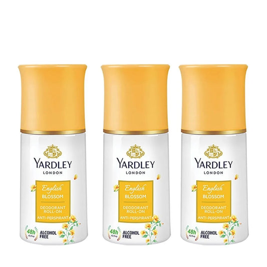 Yardley London English Blossom Deodorant Roll-On Alcohol Free 50ML Each 