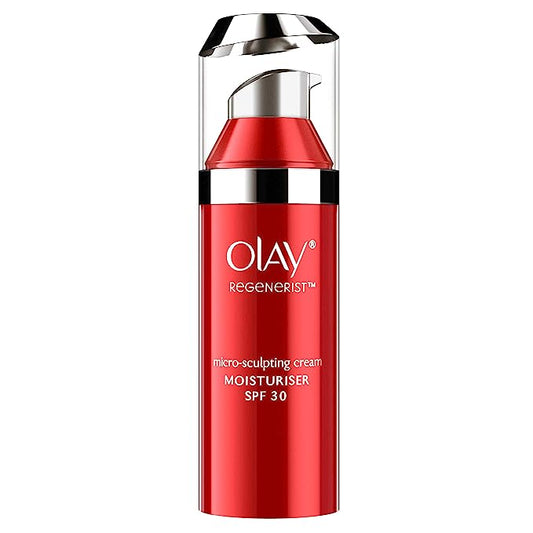 Olay Skin plumping formula Regenerist Microsculpting Day Cream with SPF, Hyaluronic Acid, Niacinamide & Pentapeptides, Suitable for Normal, Dry, Oily & Combination skin, 50 gm
