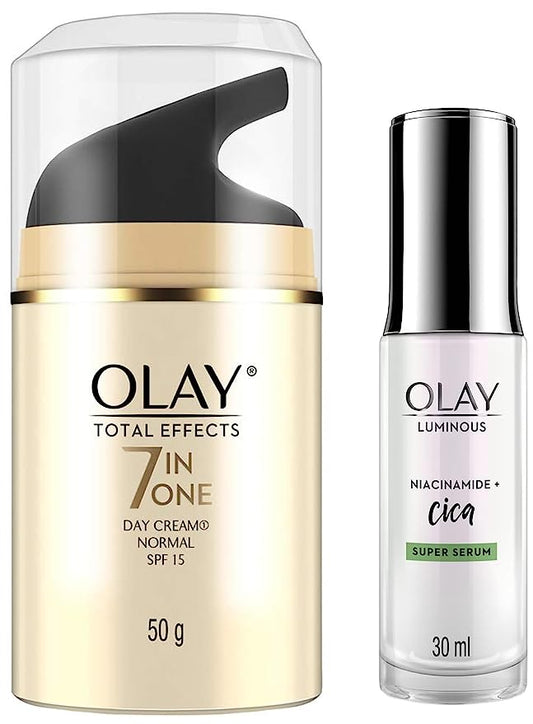 Olay Total Effects 7 in One Day Cream SPF15 (50g) + Luminous Niacinamide Cica Super Serum (30ml) (2 Item In The Set)