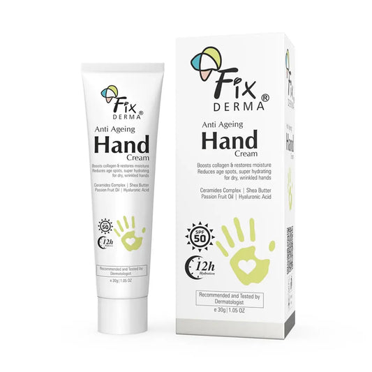 Fixderma Anti Ageing Hand Cream for Women & Men | Ceramide Moisturizer | Hyaluronic Acid Cream | Hand Cream for Dry and Rough Hands | Shea Butter | Cream for Itchy Hand | All Skins Types - 30g